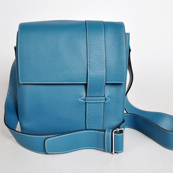 92.114 Hermes Alfred Bag in pelle clemence in Medium Blue